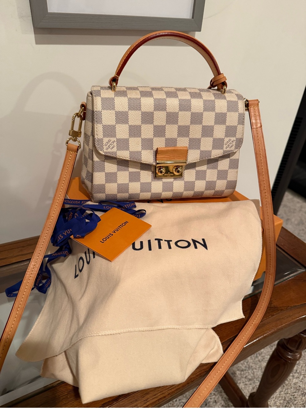 Louis Vuitton Damier Azur Croisette in White and Tan